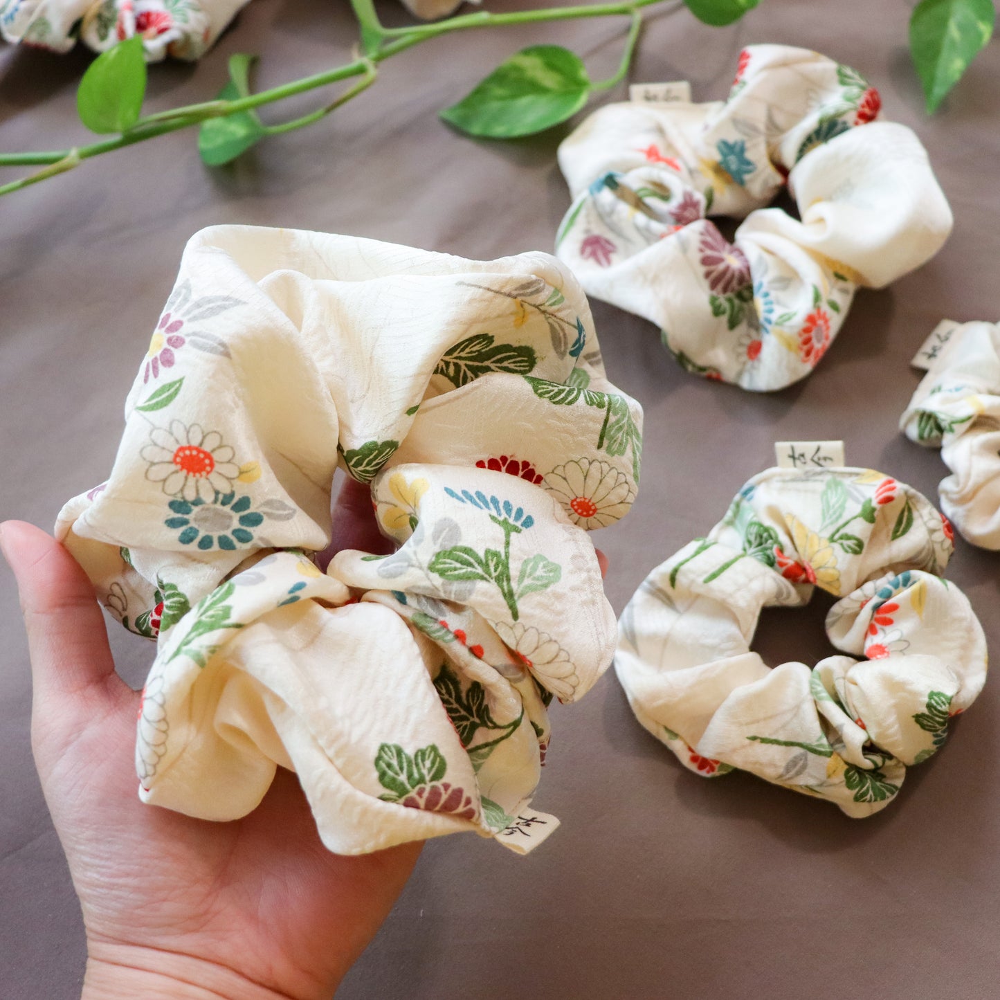 Silk scrunchies made from pre-loved kimono