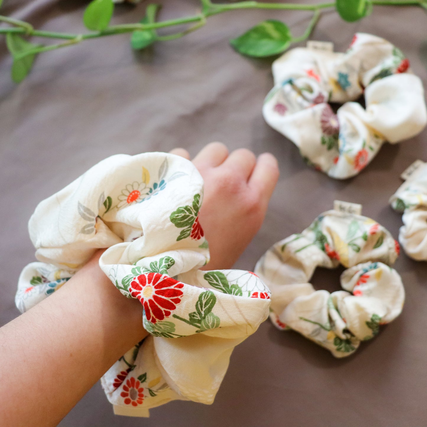 Silk scrunchies made from pre-loved kimono