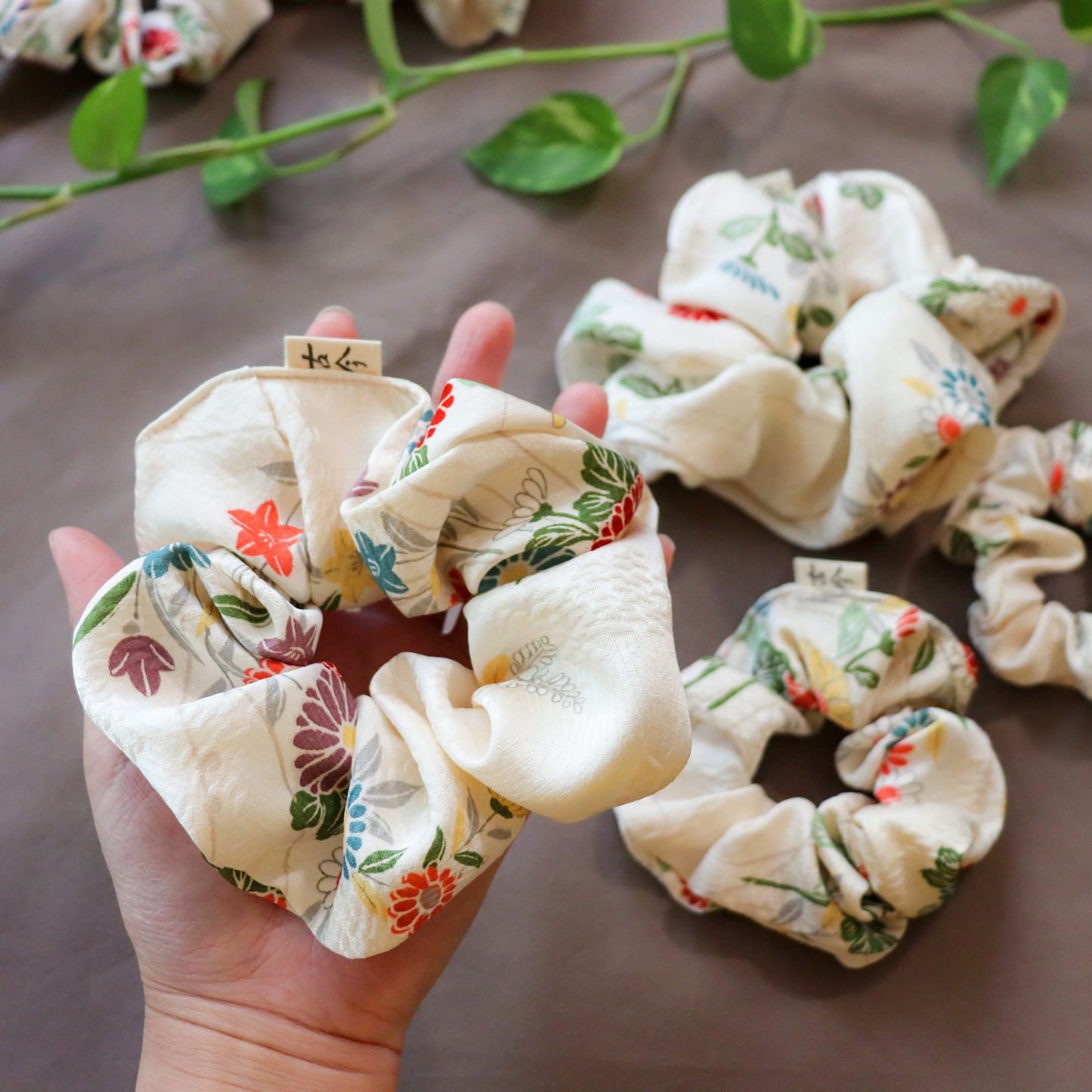 Silk scrunchies made from pre-loved kimono