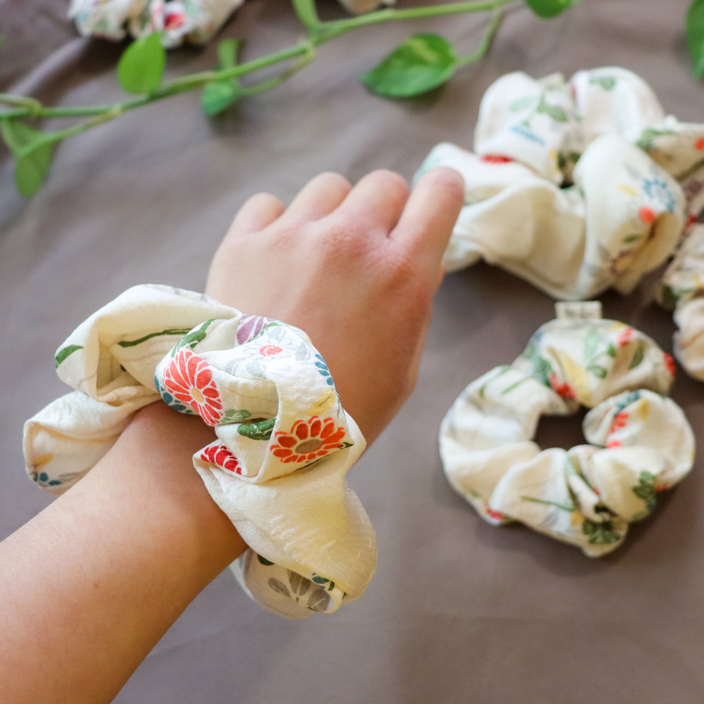 Silk scrunchies made from pre-loved kimono