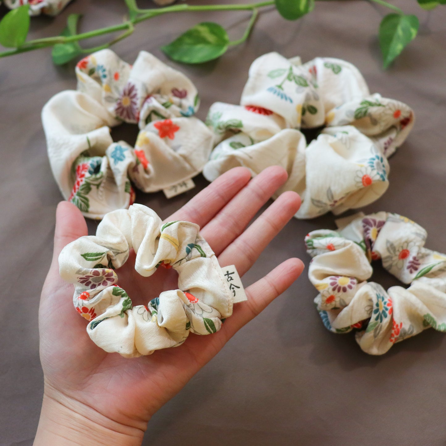 Silk scrunchies made from pre-loved kimono