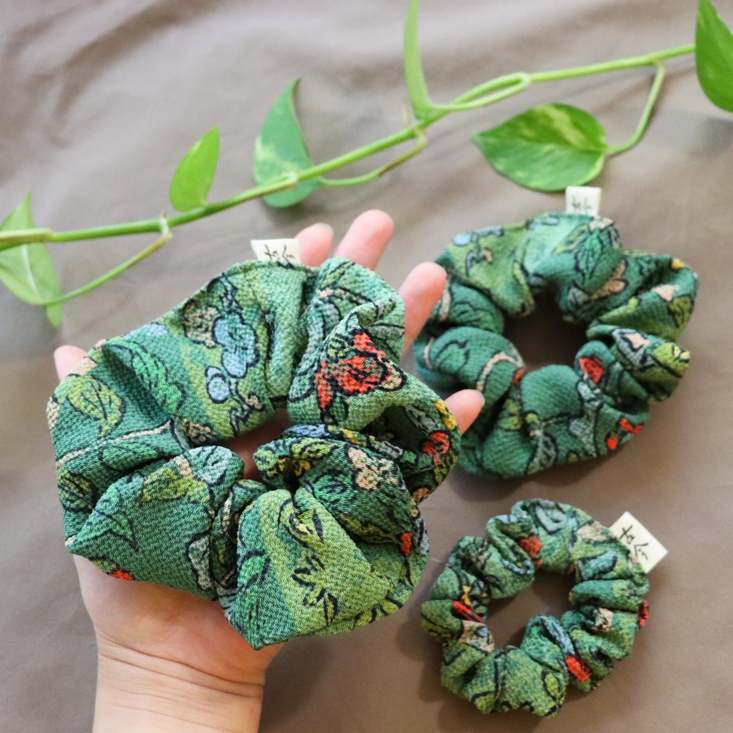 Silk scrunchies made from pre-loved kimono