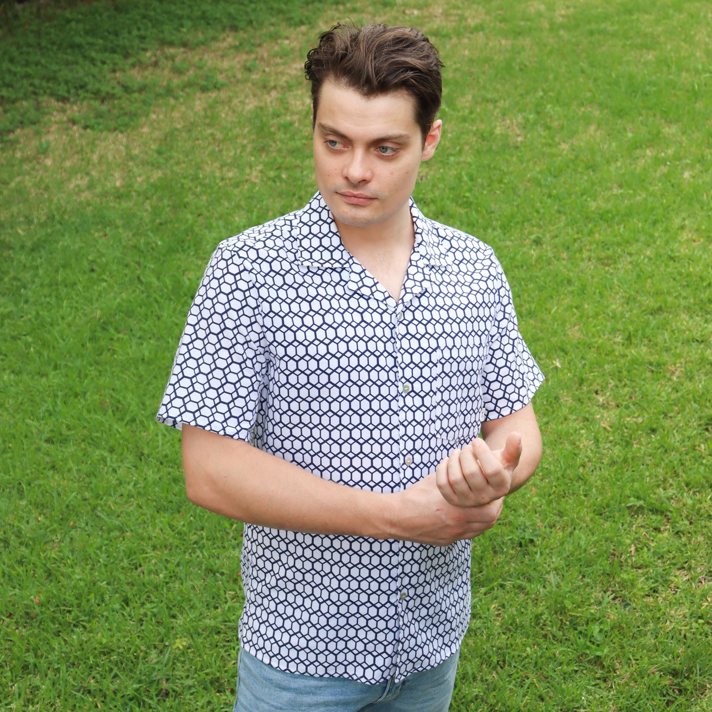 Men's summer shirt made from cotton kimono (yukata).