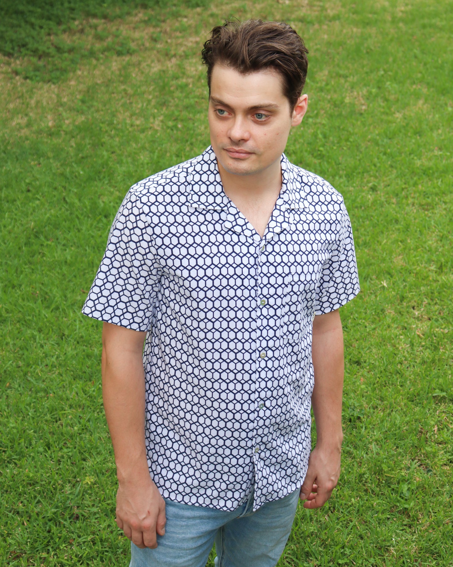 Men's summer shirt made from cotton kimono (yukata).
