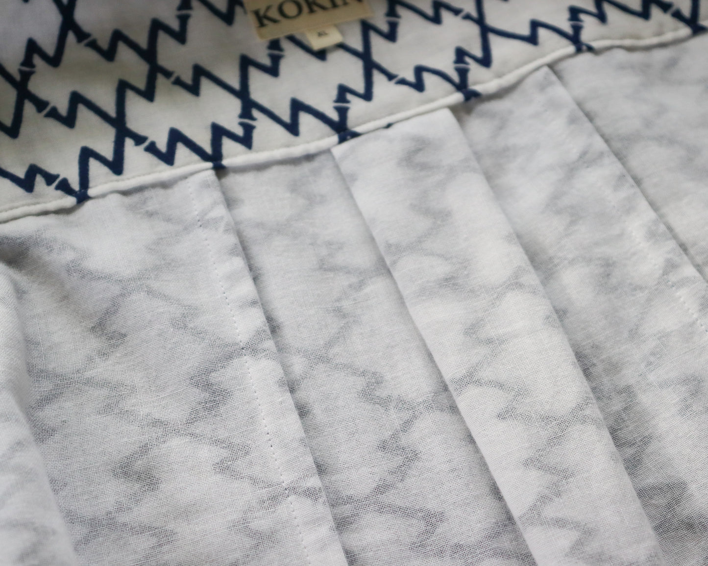 Men's summer shirt made from summer kimono (yukata). The soft cotton gauze fabric is very comfortable. Close up image of the fabric.