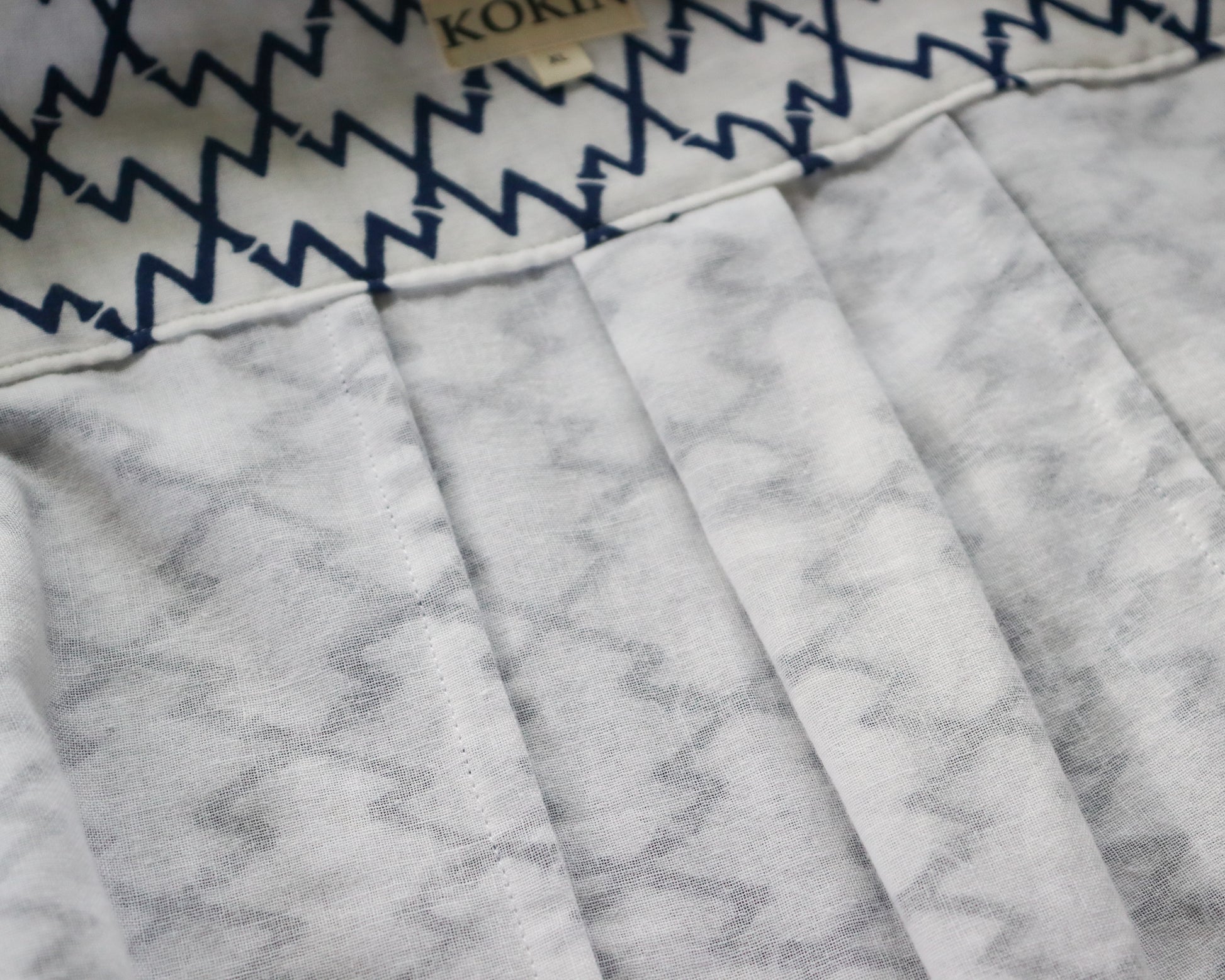 Men's summer shirt made from summer kimono (yukata). The soft cotton gauze fabric is very comfortable. Close up image of the fabric.