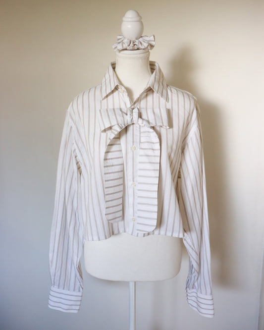 Revamp Shirt -White/Brown Stripes-