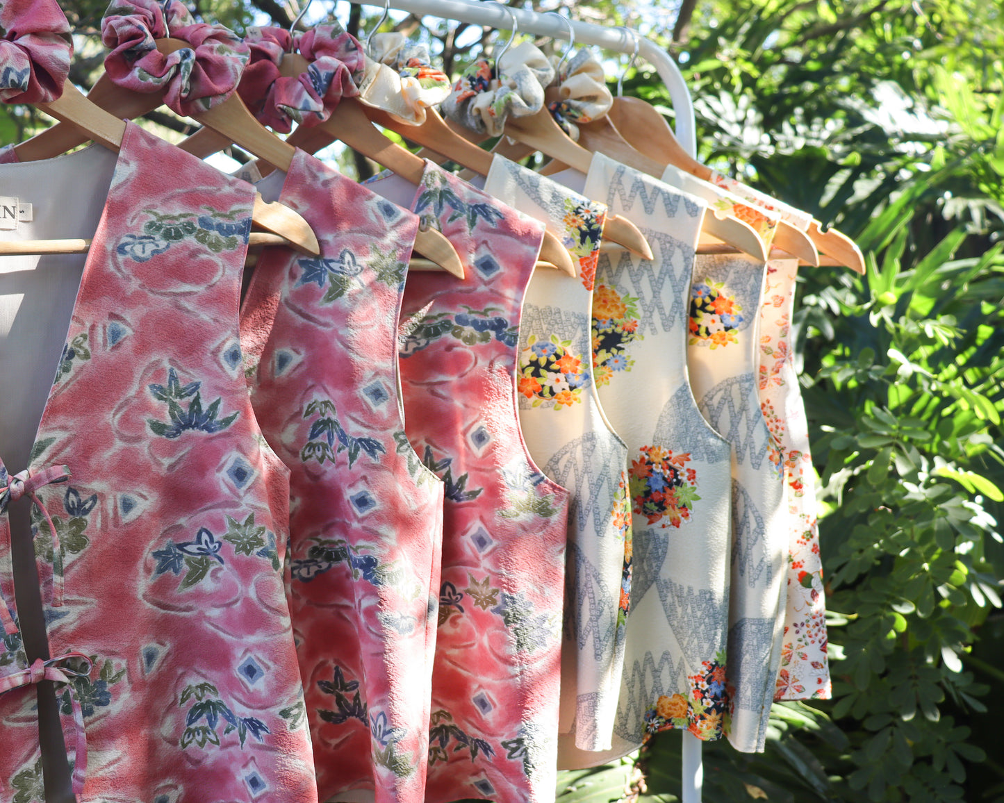 Women's front tie top made from pre-loved silk kimono. Slow fashion. Upcycling. Fully lined with deadstock fabric.