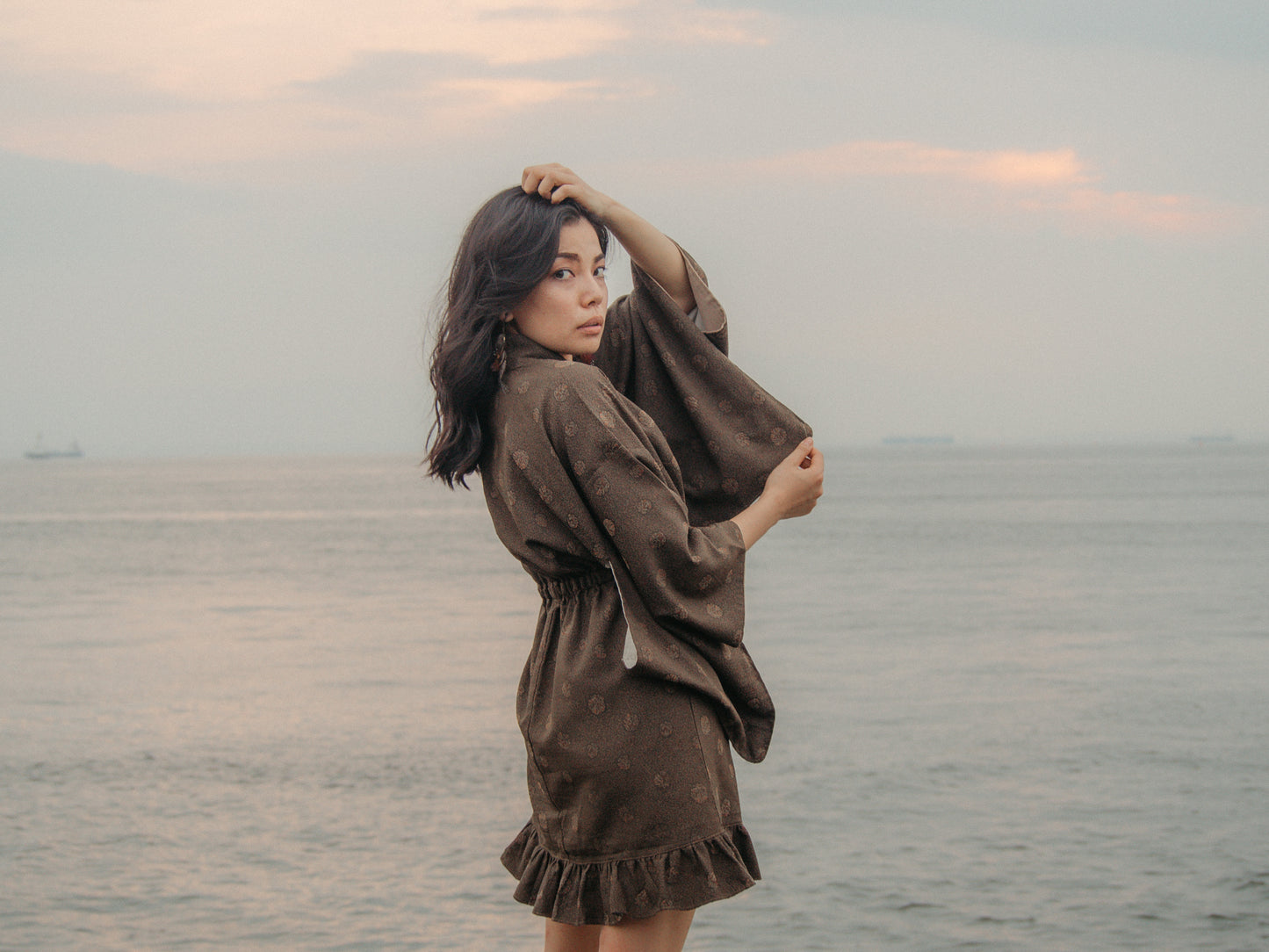 Kimono Dress Mini -Brownie-
