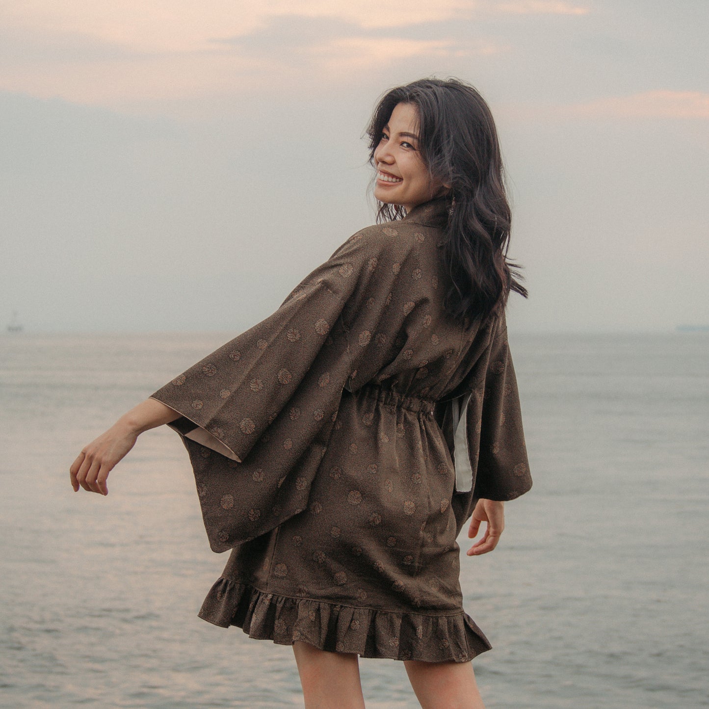 Kimono Dress Mini -Brownie-