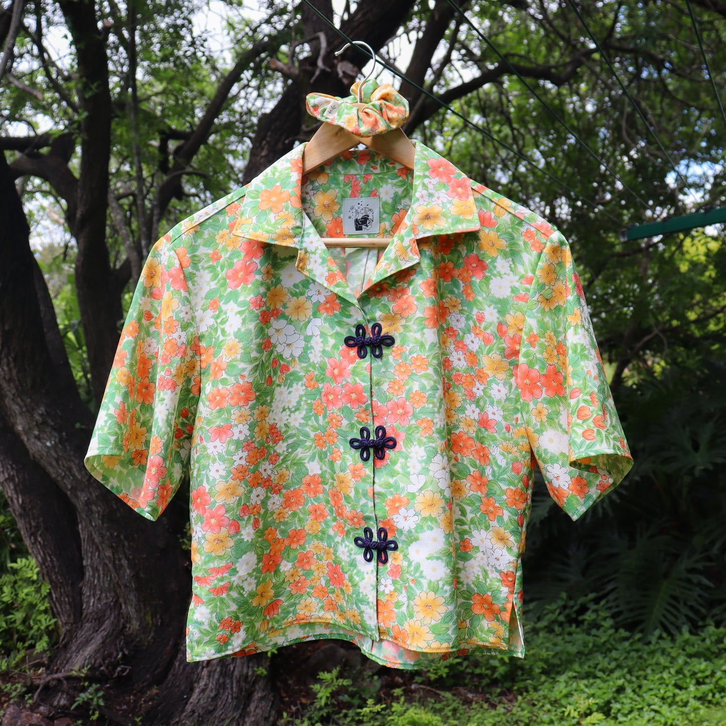 Women's silk shirt made from kimono.