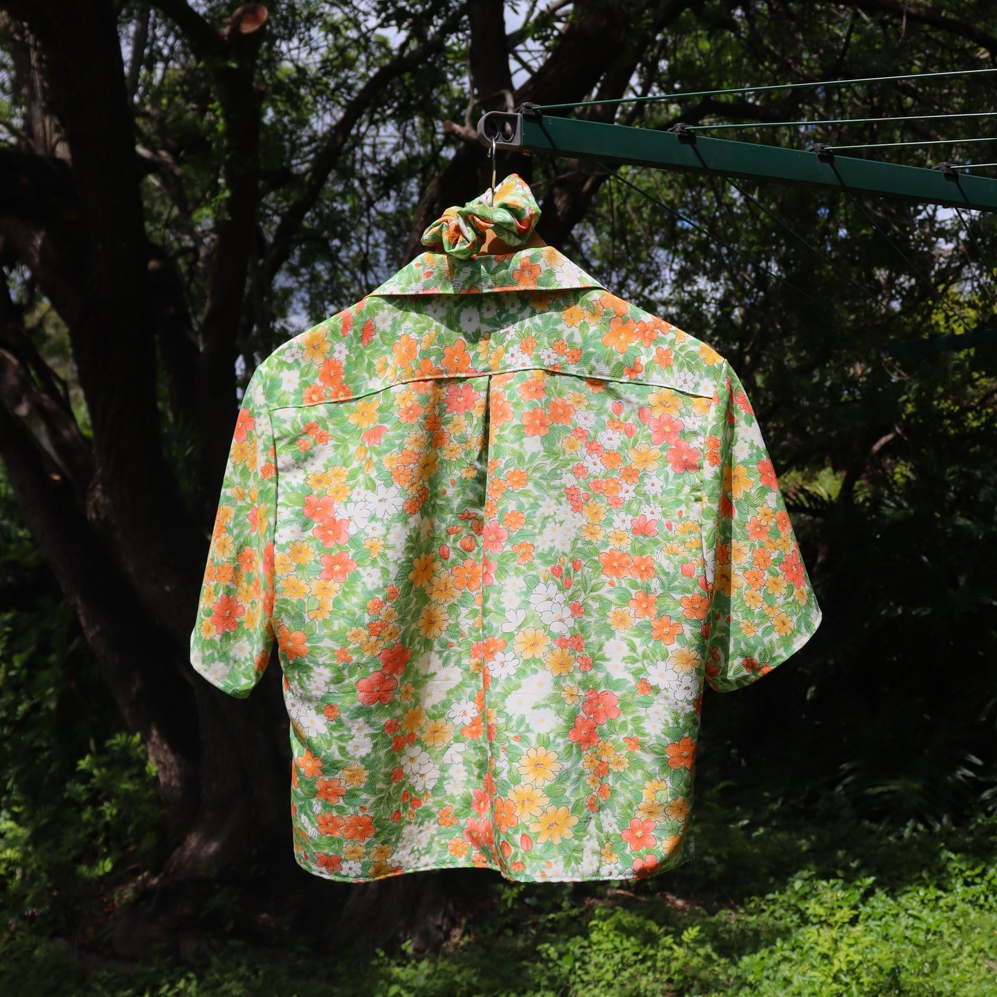 Women's silk shirt made from kimono.