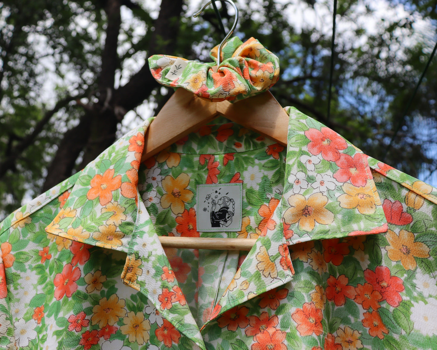 Women's silk shirt made from kimono.