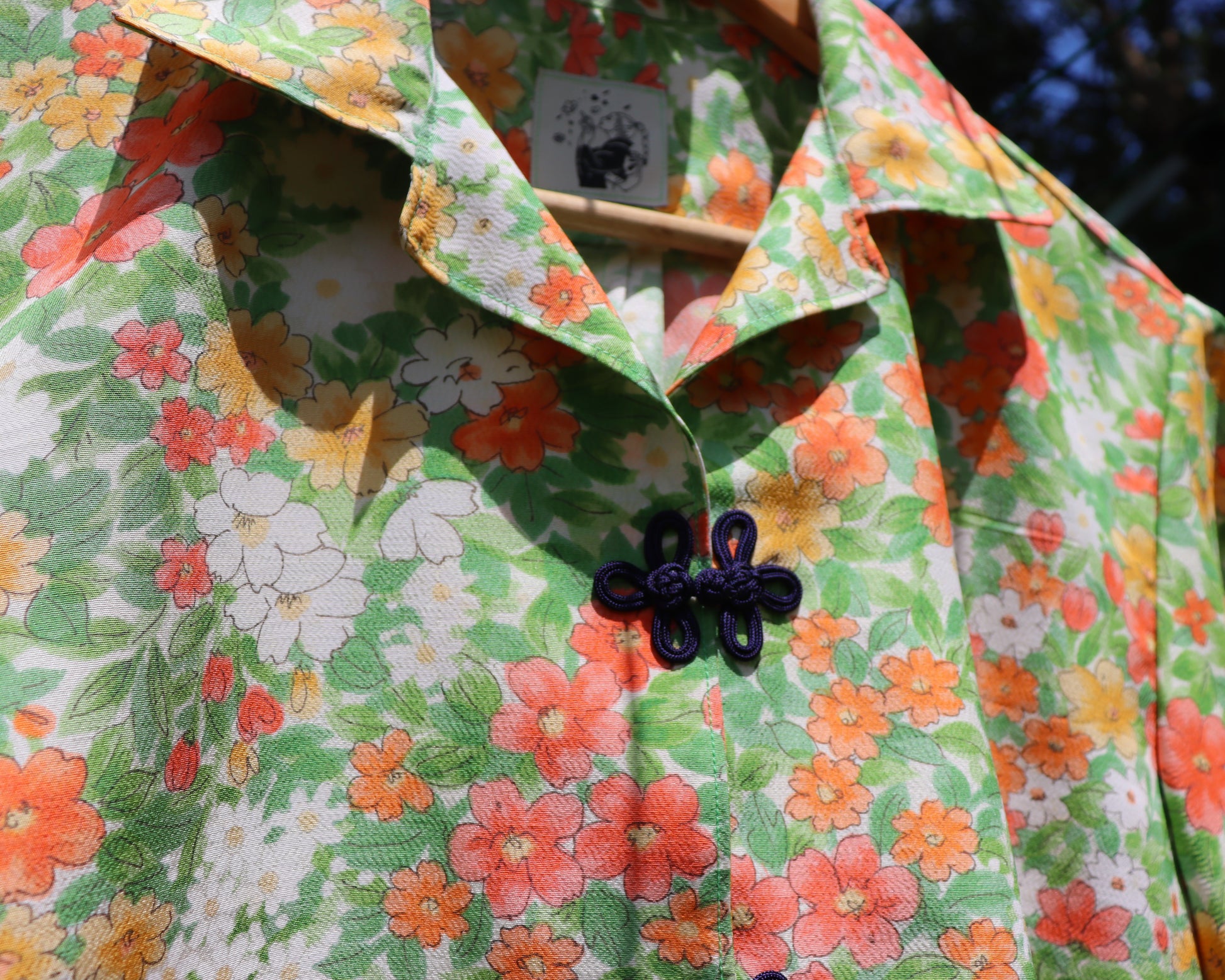 Women's silk shirt made from kimono.