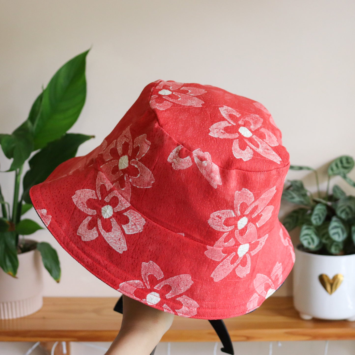 Reversible Denim/Kimono Hat -Chura/Beni-