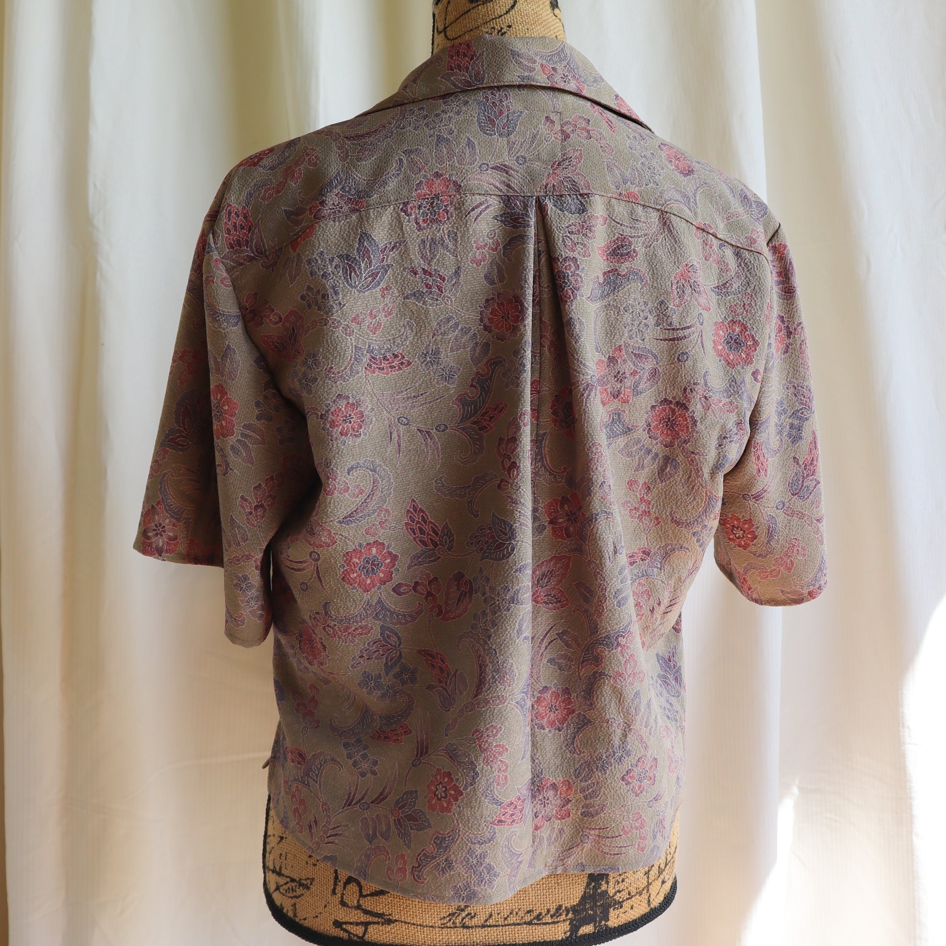 Front tie shirt upcycled from vintage silk kimono.