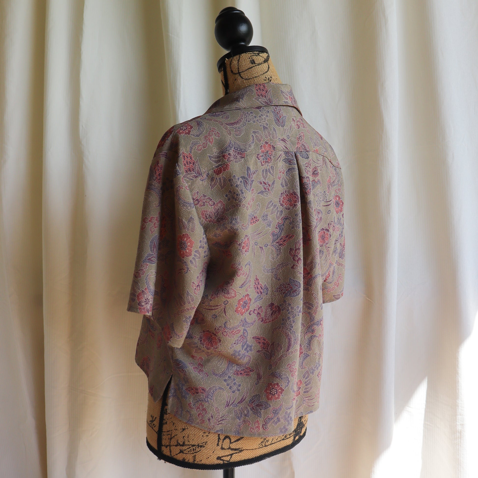 Front tie shirt upcycled from vintage silk kimono.