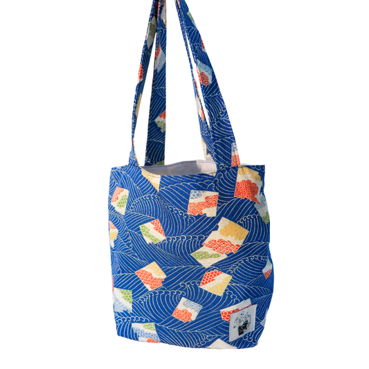 Tote bag made from vintage silk kimono fabric.
