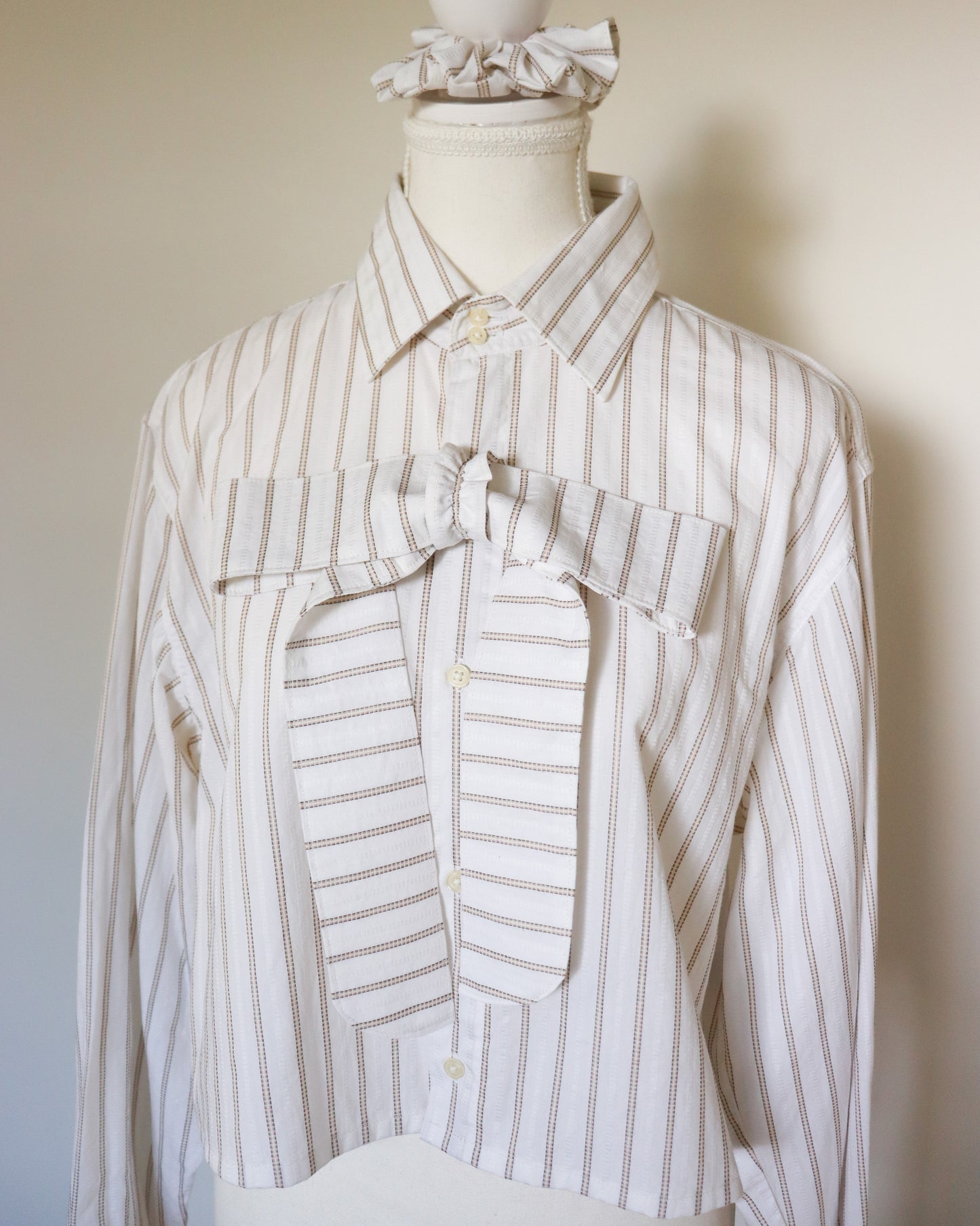 Revamp Shirt -White/Brown Stripes-