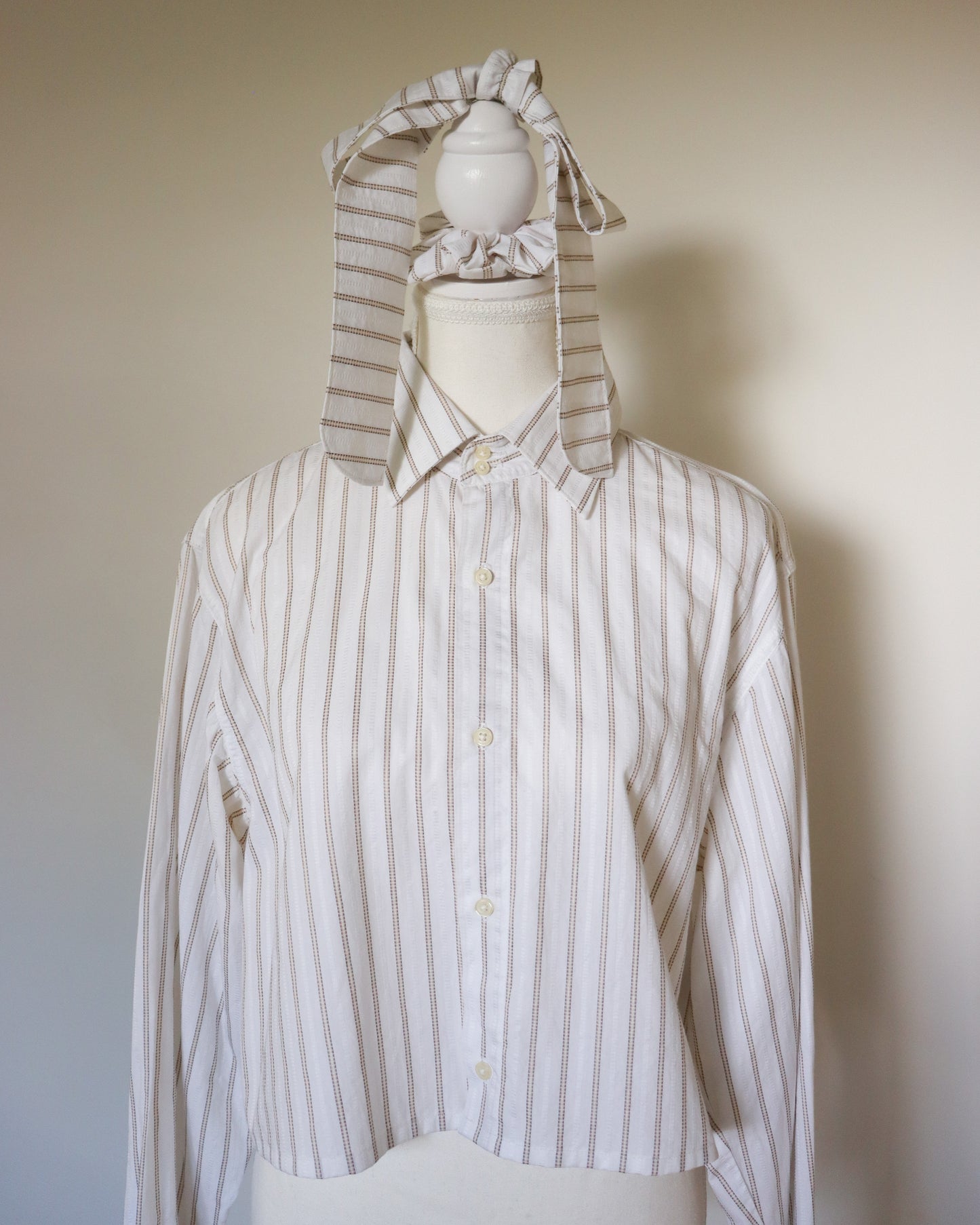 Revamp Shirt -White/Brown Stripes-