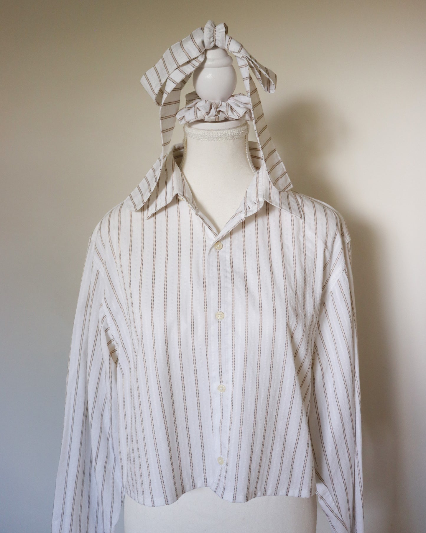 Revamp Shirt -White/Brown Stripes-