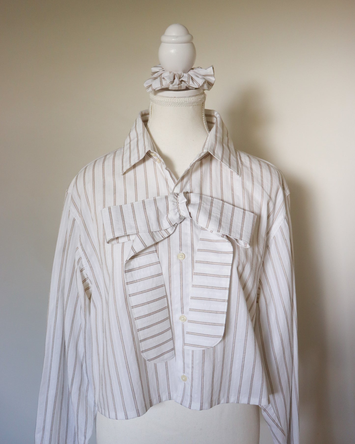 Revamp Shirt -White/Brown Stripes-