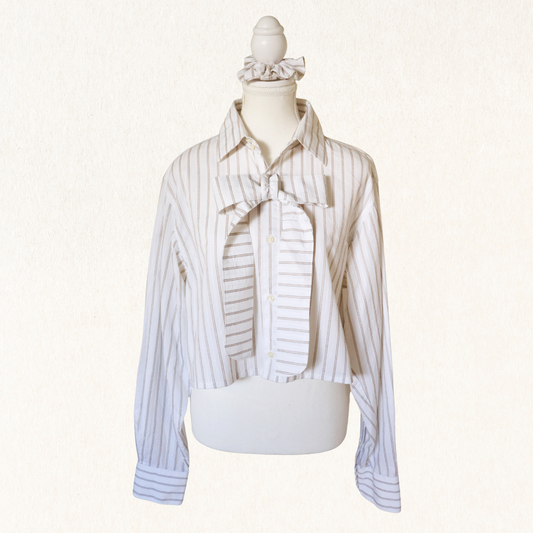 Revamp Shirt -White/Brown Stripes-