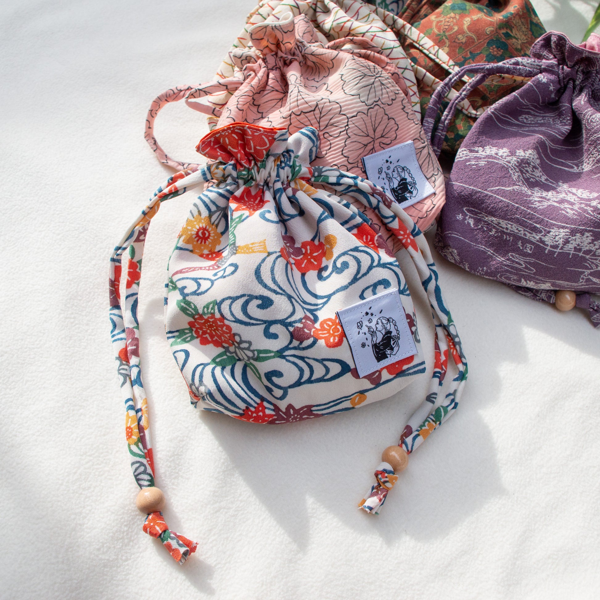 Japanese Drawstring Bags Kinchaku Bag Kimono Bags Matching 